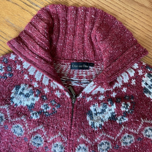 One in One Two-Way Zipper Wool Knit Jacket Size Small - Picture 7 of 12